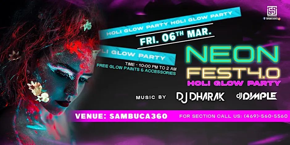 NEON FEST 2026| HOLI GLOW PARTY WITH TOPEND DJ AND GLOW ARTIST